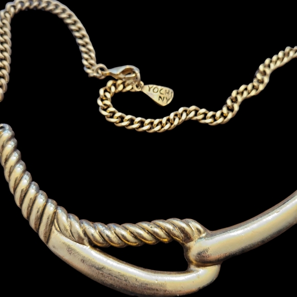 Vintage YOCHI NY Gold Chucky Modernist Statement Choker Necklace - Picture 5 of 5